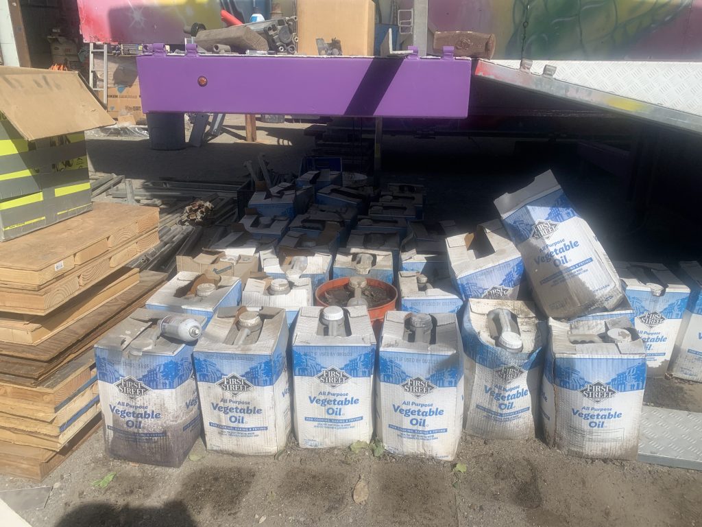 Used cooking oil collection performed at a restaurant location